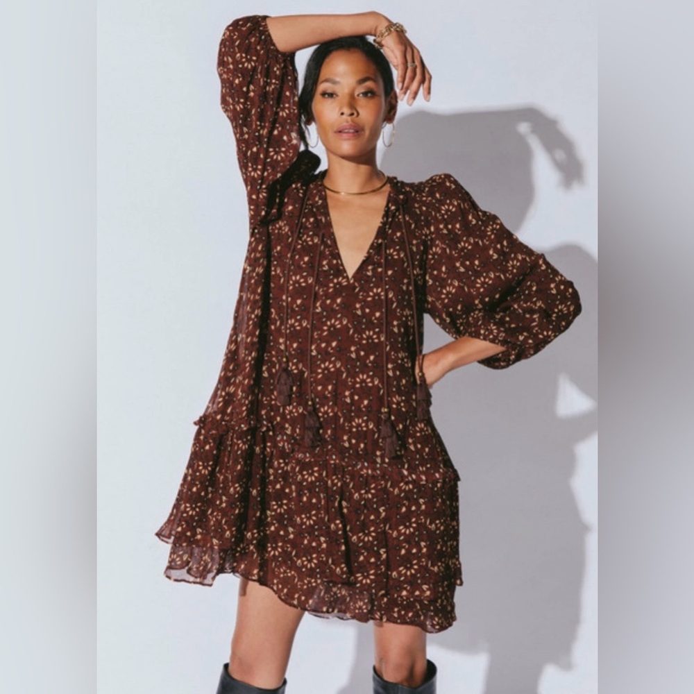 Cleobella 100% Eco Viscose Jaslynn Mini Dress in Zaida Block Print Size Large